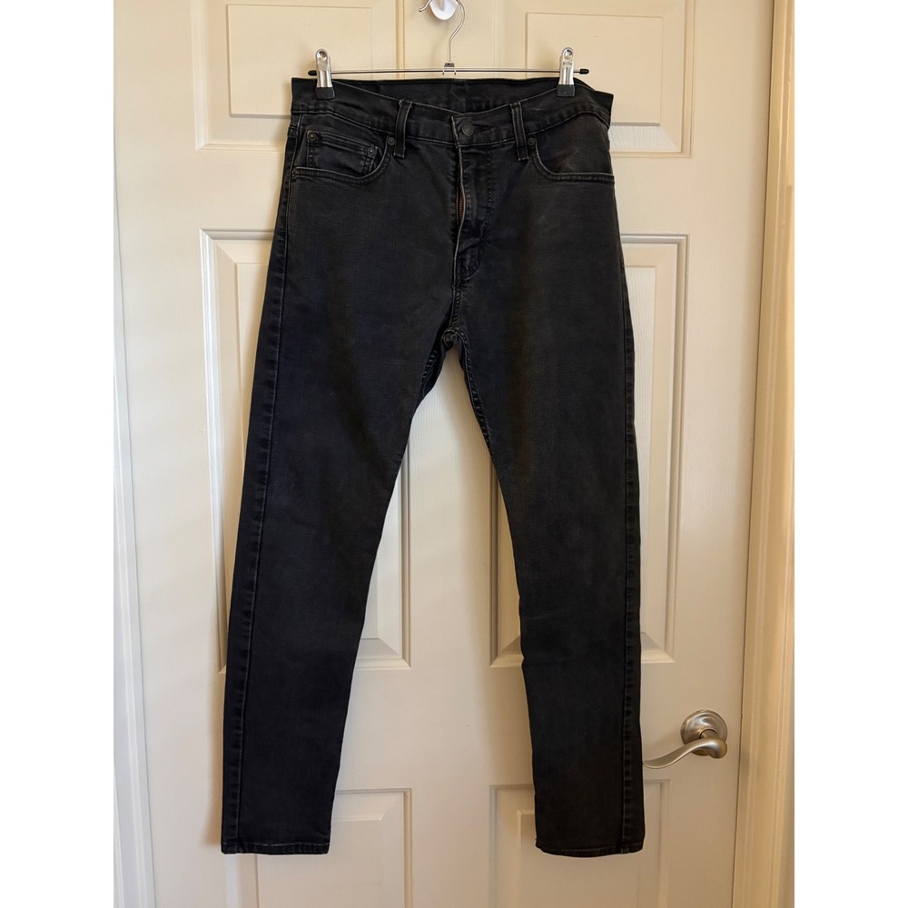 Levis 512 Slim Taper Jeans W33 29 Crop Inseam Black Denim Gunge Indie Skater